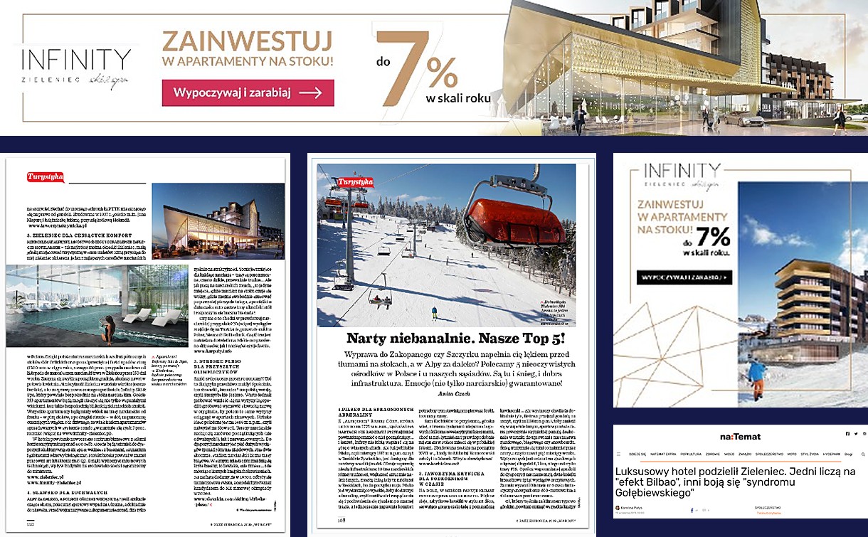 Baner, reklama i publikacje prasowe Infinity Zieleniec